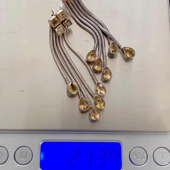 Vintage citrine yellow dangle earrings - Picture 2 of 3